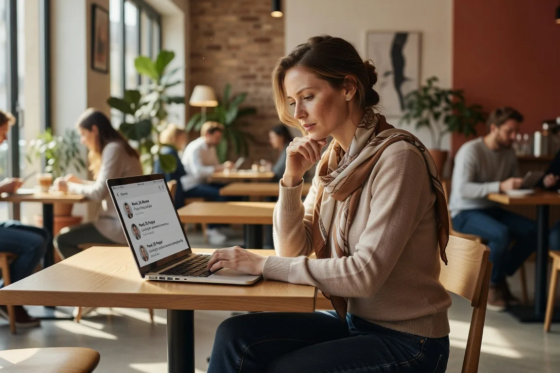 Consultation profils EdenFlirt sur laptop