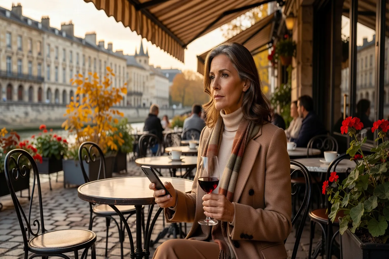 Femme mature dans un cafe a Bordeaux ambiance rencontre serieuse