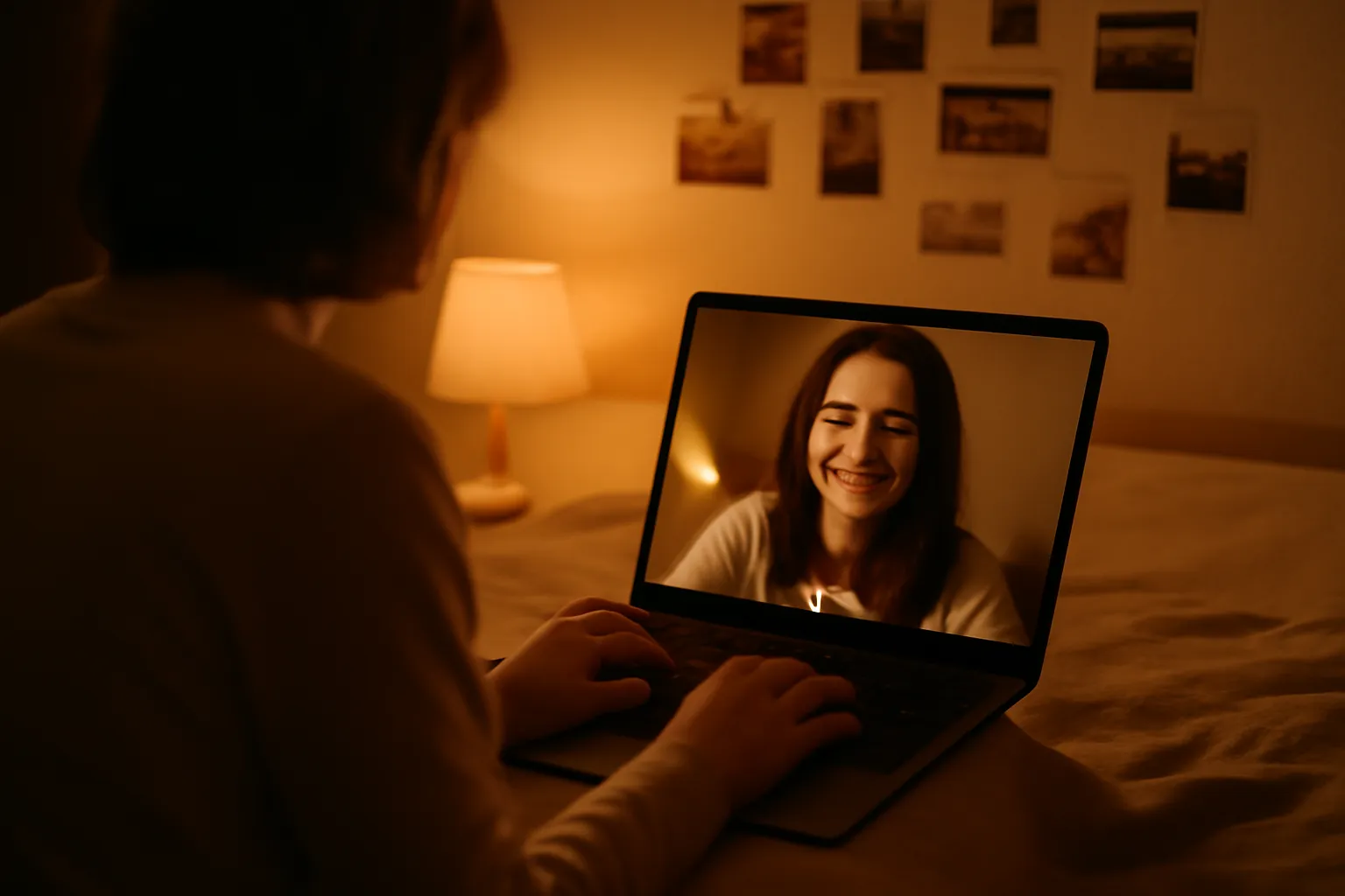 Couple separe par la distance maintenant le lien via ecran